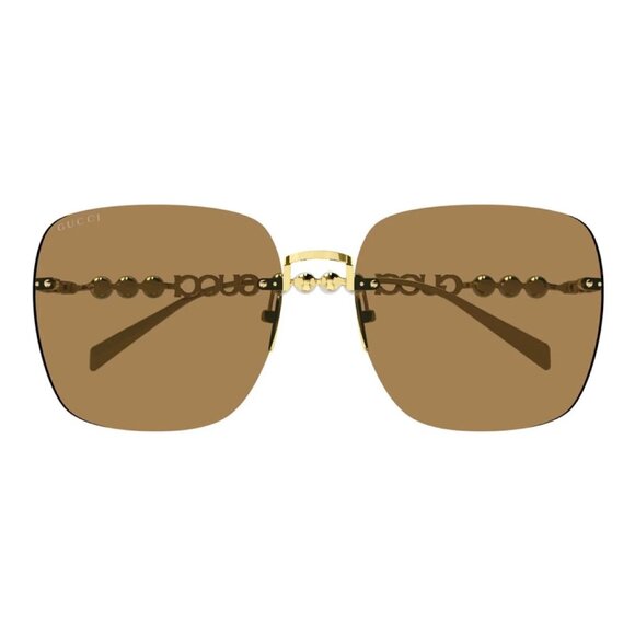 NEW GUCCI SUNGLASSES GG1923SA 003 GOLD BROWN WOMEN SQUARE EYEWEAR - Picture 2 of 3